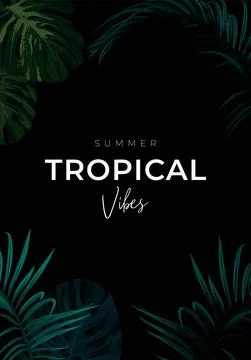 Dark summer tropical background with exotic palm leaves. Vector floral template. イラスト素材