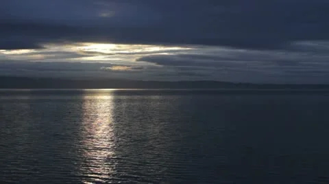 Dark Sunset on Bay Stock-Footage 22146839