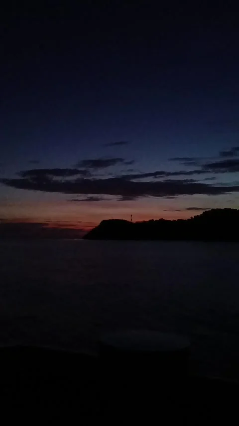 Dark sunset from a ferry sailing view Stock Footage 281390828