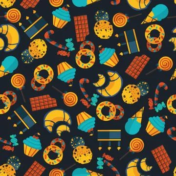 Dark sweets seamless pattern Stock Illustration