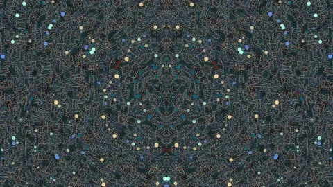 Dark Symmetrical Circuit Board Network with Glowing Dots Stock Footage 329893897