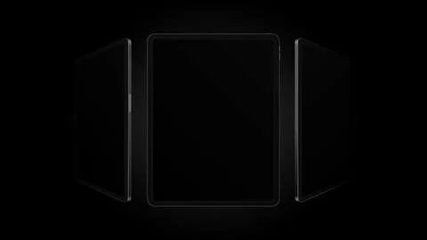 Dark Tablet Mockup from different Angles. Black Theme Stock Illustration