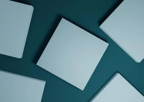 Dark teal, aqua blue, 3D render minimal, simple top view flat lay product dis Stock Illustration