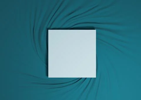Dark teal, aqua blue 3D rendering minimal product podium top view flat lay te Stock Illustration