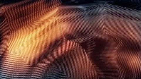 Dark teal backdrop with orange highlight - digital reflective lines artwork Illustrazione stock