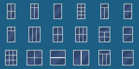 Dark Teal Background Minimalist Grid Pane Window Icon Set Stock Illustration