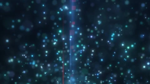 Dark teal bokeh particle field with subtle scanlines, floating squares, and.. Stock Footage 328664794