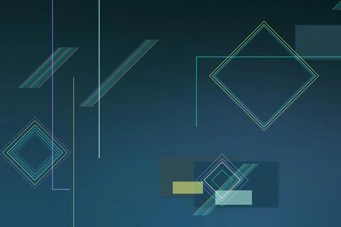 A dark teal canvas features luminous geometric lines, layered diamonds, and.. Stock Illustration