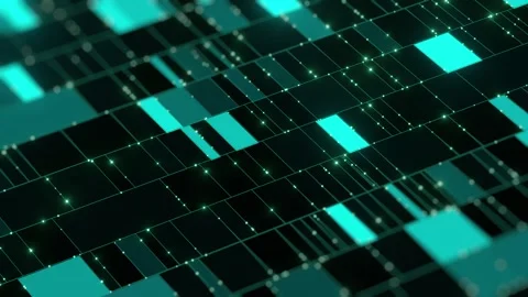 Dark Teal Cyan Digital Circuit Grid Perspective Technology Abstract Background Stock Footage 335835904