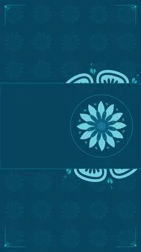 A dark teal decorative background combines subtle repeated flowers, a centr.. 库存插图