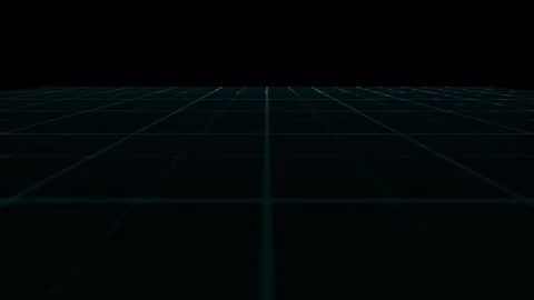 Dark Teal Digital Grid Plane with Glowing Nodes and Flowing Data Streams in.. Stock-Footage 345981400