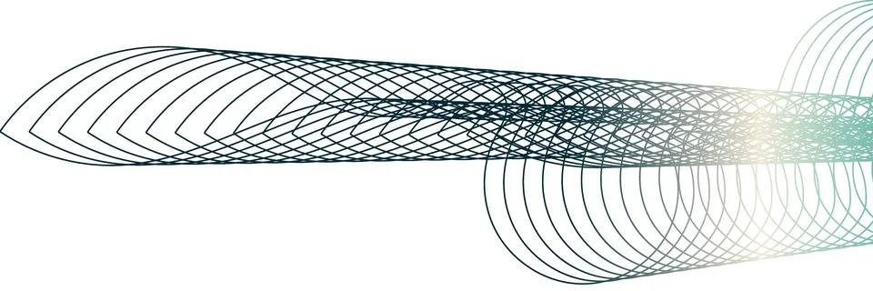 Dark teal gradient circular overlapping lines creating a minimalist horizon.. Stock Illustration