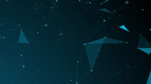 Dark teal plexus network background with glowing triangles and lines Video stock 344306411
