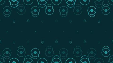 A dark teal surface features rhythmic turquoise rings and small interlockin.. Stock Illustration