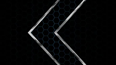 Dark tech background with metallic chevron arrows hexagonal grid animation Stock Footage 335100250