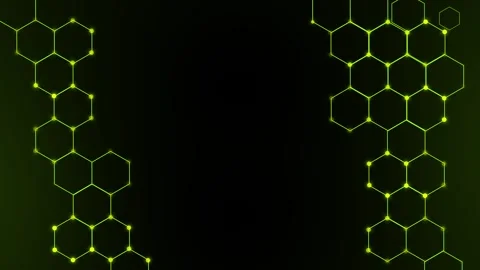 Dark tech background with neon hexagonal molecular network frames animation Stock Footage 329849218