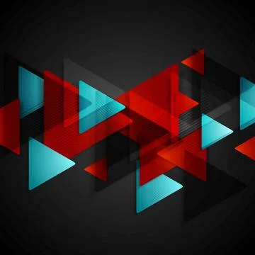 Dark tech background with red blue triangles Dark tech background with red... 스톡 사진