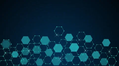 Dark tech background with teal hexagonal network shapes animation Stock-Footage 329850581