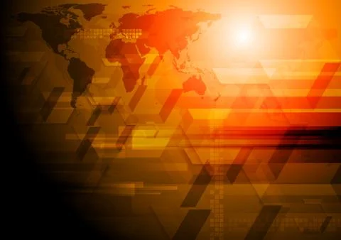 Dark tech background with world map Stock Illustration