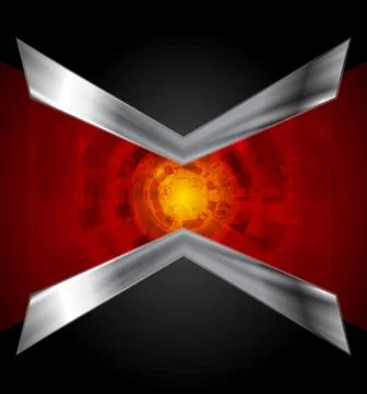 Dark tech design with metallic arrows Stock Illustration