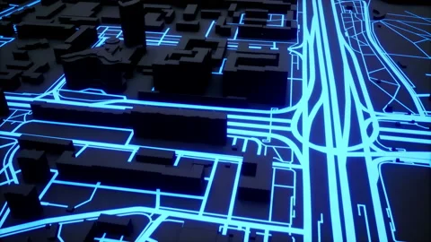 Dark Tech Digital City Video stock 201301089