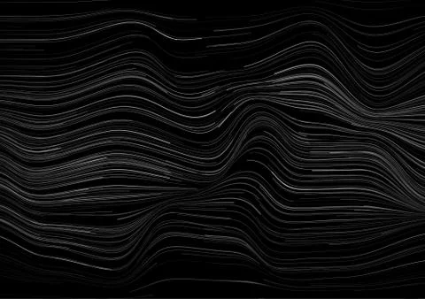 Dark tech futuristic background with grey curved lines Illustrazione stock