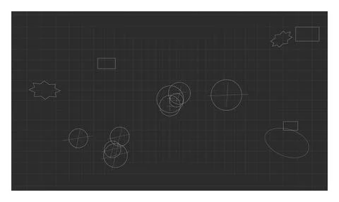 Dark technical blueprint with wireframe geometric shapes and grid lines for.. Stock Illustration