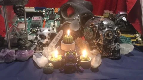 Dark Techno Punk Candle Burn Time-Lapse Video 動画素材 151328884