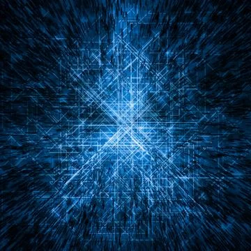 Dark technological background with glowing lines, 3d rendering. Stock Illustration