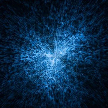 Dark technological background with glowing lines, 3d rendering. Stock Illustration