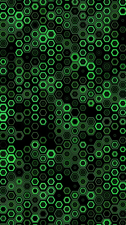 Dark technology hexagonal abstract background. Green hexagon loop animation Stock Footage 304446099