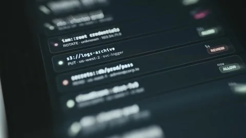 Dark Technology Screen Showing Cloud Service Incident Overview - Encrypted Scene Stock Footage 336947998