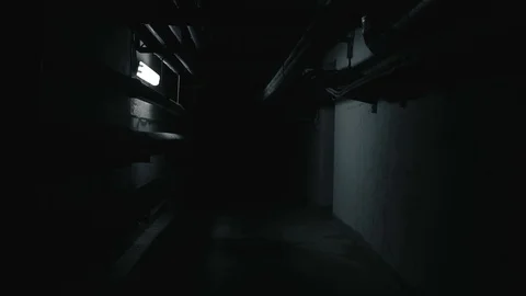 Dark terrible corridor in a technical room Stock Footage 91586404