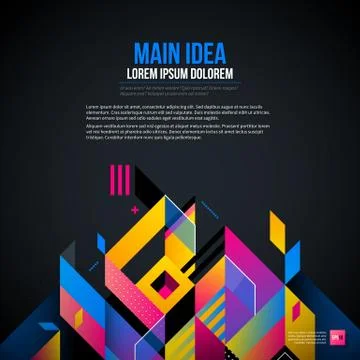 Dark text background with abstract geometric element and glowing lights. Corp Stock Illustration