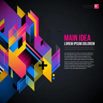 Dark text background with abstract geometric element and glowing lights. Corp Stockillustratie