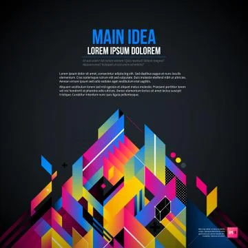 Dark text background with abstract geometric element and glowing lights. Corp イラスト素材