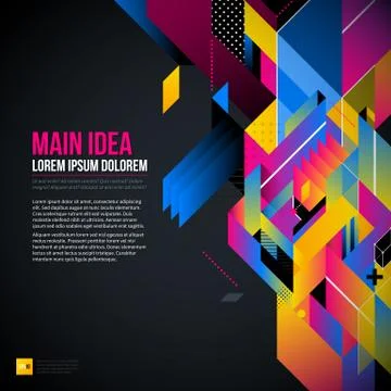 Dark text background with abstract geometric element and glowing lights. Corp イラスト素材