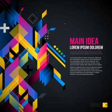 Dark text background with abstract geometric element and glowing lights. Corp Illustrazione stock