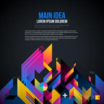 Dark text background with abstract geometric element and glowing lights. Corp Illustrazione stock