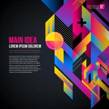 Dark text background with abstract geometric element and glowing lights. Corp Stock Illustration