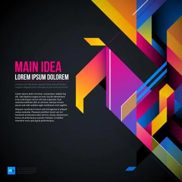 Dark text background with abstract geometric element and glowing lights. Corp Stock Illustration