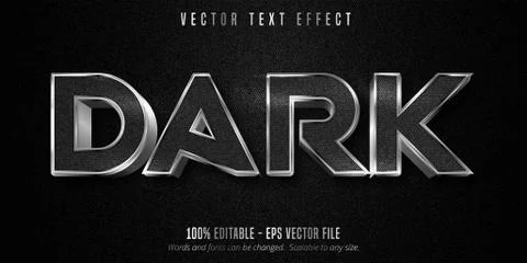 Dark text, metallic silver style editable text effect Stock Illustration