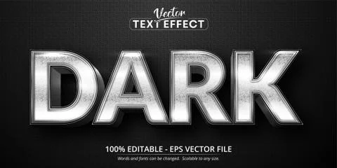 Dark text, shiny silver style editable text effect Stock Illustration