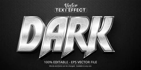Dark text, shiny silver style editable text effect Stock Illustration