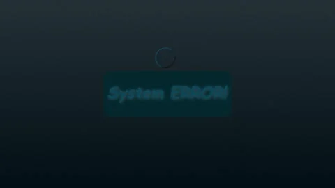 Dark Textured Background with Teal " System EROR!" Message and Circular Loa.. Stock Footage 330347951