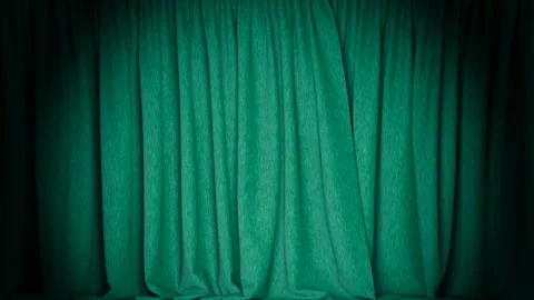 Dark textured mint green canvas curtain 3D animation with alpha Video stock 201093237