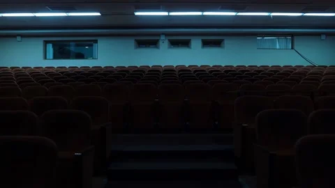 Dark theater hall before the performance of the creative team Stock Footage 139190880
