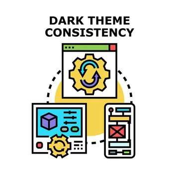 Dark theme consistency across digital interfaces concept Stock Illustration