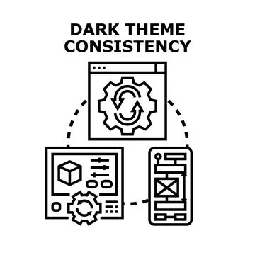 Dark theme consistency across digital interfaces concept Stock Illustration