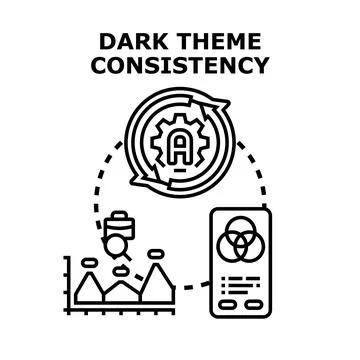 Dark theme consistency concept with ui design Stock Illustration